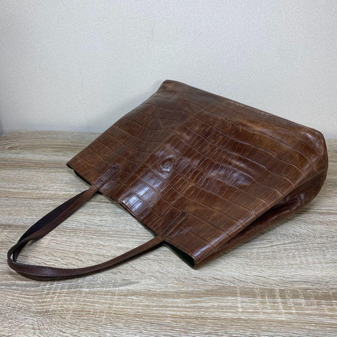 フェリージ 11-91 クロコ型押し ブラウン レザー トートバッグ - メルカリ