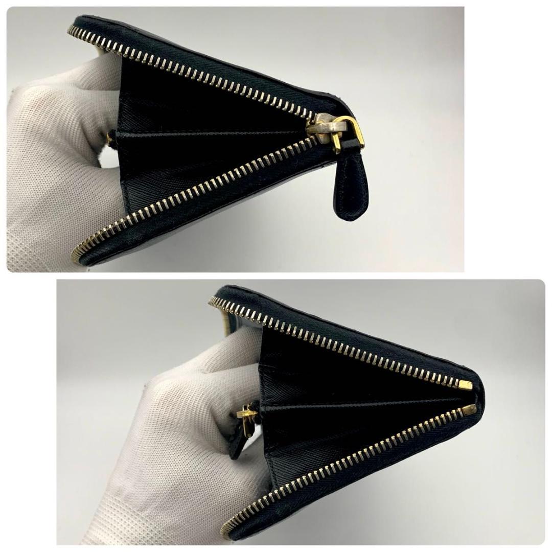 鑑定済み プラダ 長財布 ラウンドファスナー サフィアーノ レザー 黒
