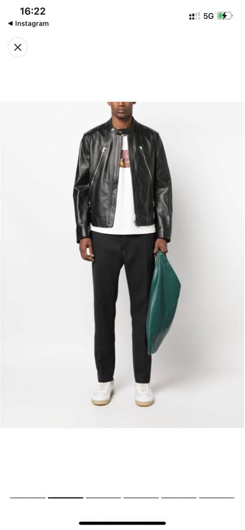 46新品 MM6 メゾンマルジェラ ハの字 レザー ライダース ジャケット 黒