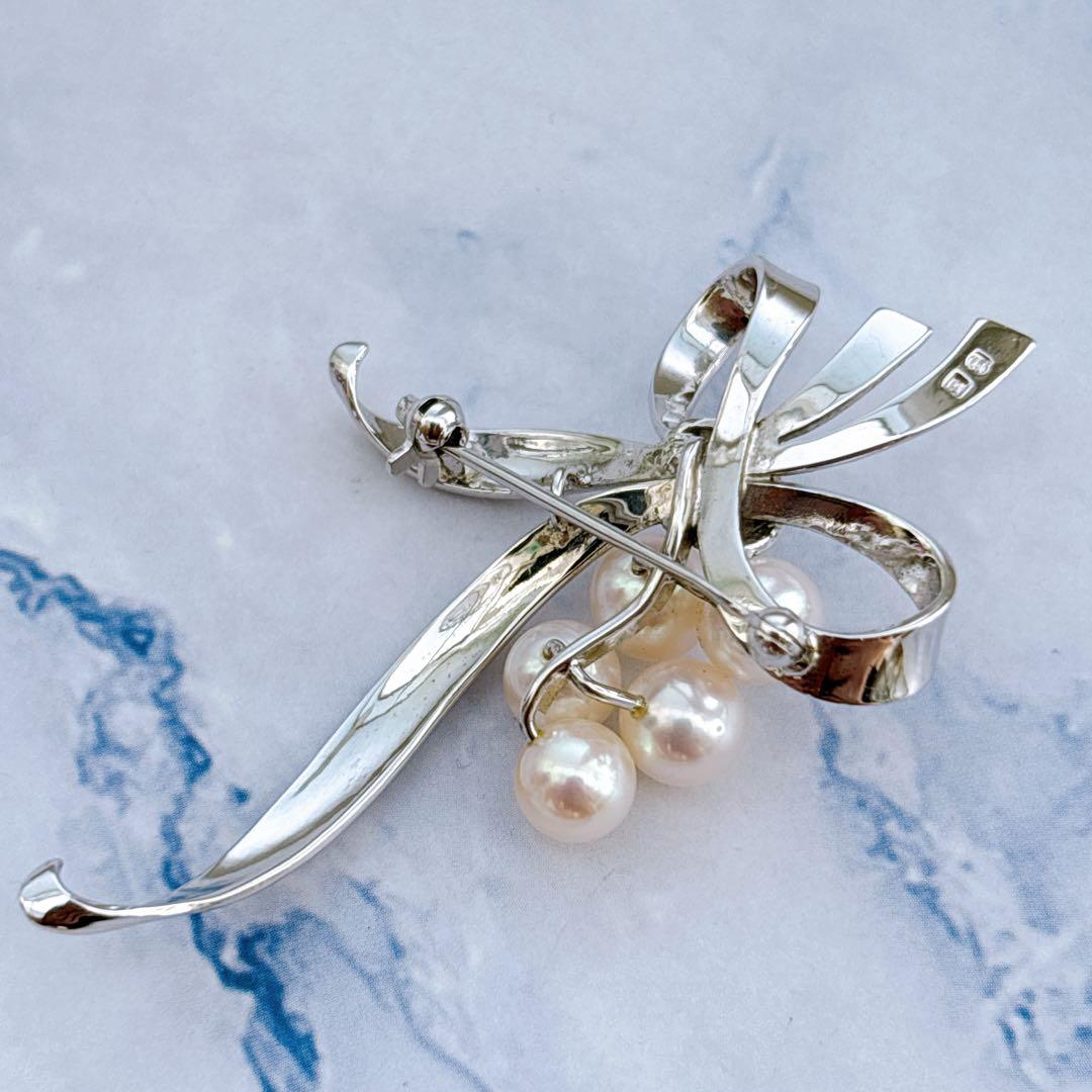 美品 MIKIMOTO あこやパール ブローチ コサージュ リボン 愛子様