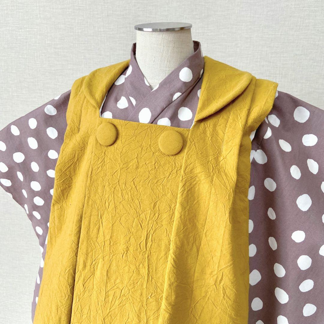 《再販》七五三 3歳 着物＆被布コート セット ふぞろいドット ハンドメイド