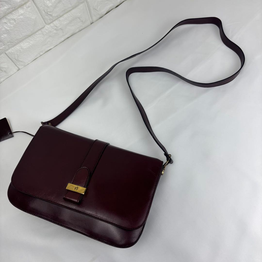 ✨極美品✨ AIGNER 本革 ショルダーバッグ バーガンディ - メルカリ