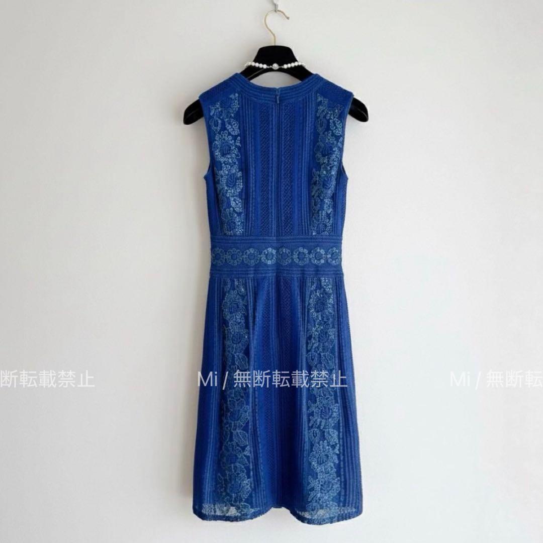 TADASHI SHOJI】スパンコール ワンピースドレス ノースリーブ 青