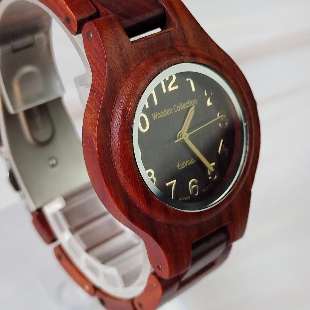 電池新品 箱付 TENSE クォーツ 腕時計 木製 ウッドウォッチ 稼働