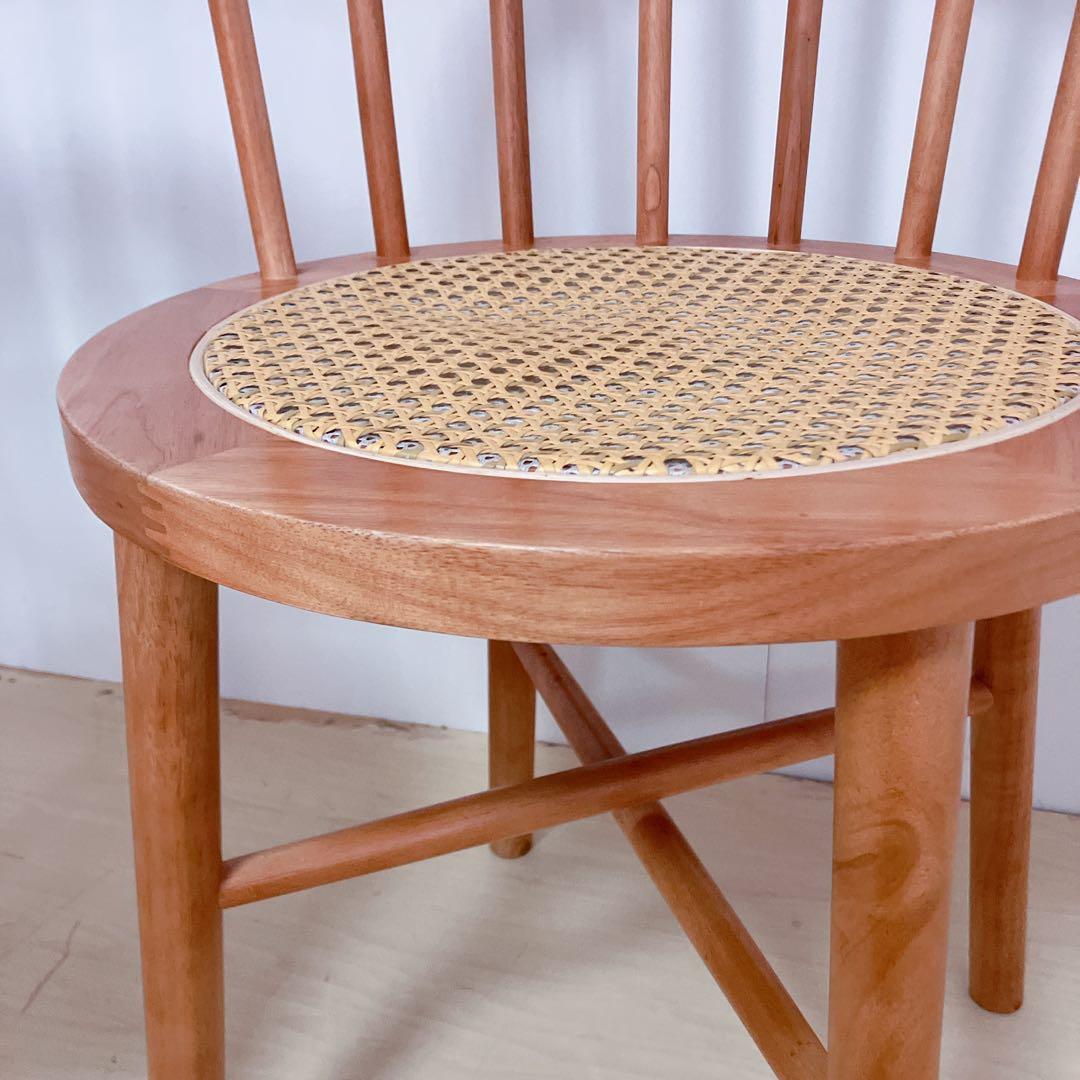 ラタン ダイニングチェア 2脚セット 座面 籐中空シート アームレスチェア