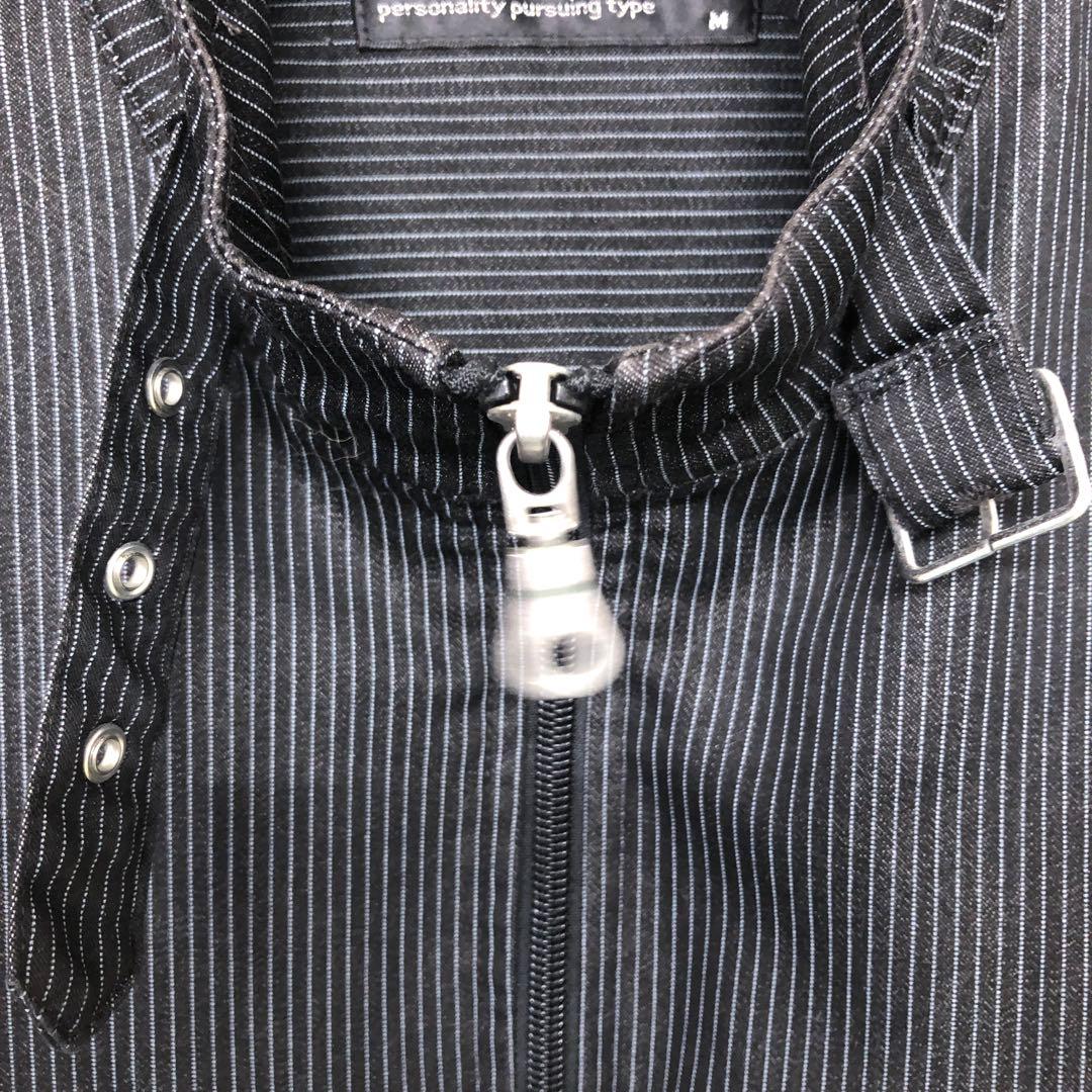 MODERM ネオお兄系 Y2K 00s古着 ストライプ ライダースジャケット