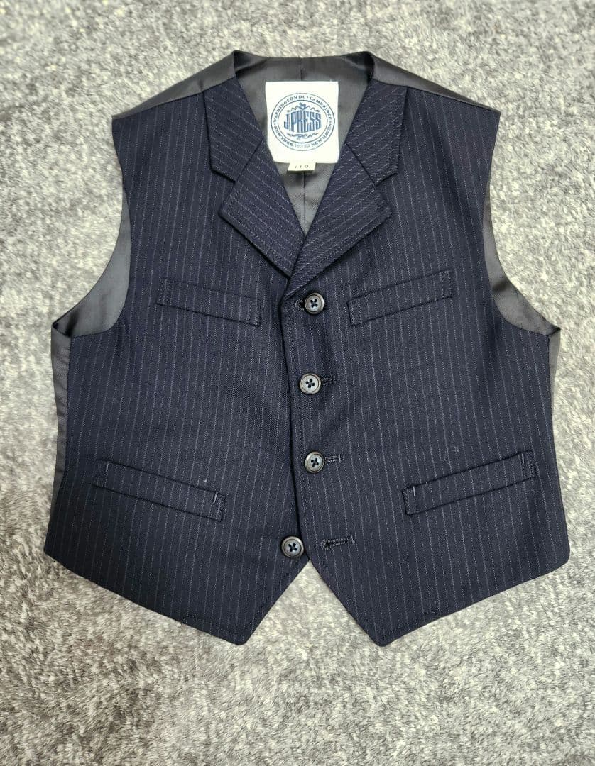 J. Pressオンワード樫山 ネイビー ストライプ スーツ 110 ベスト付き