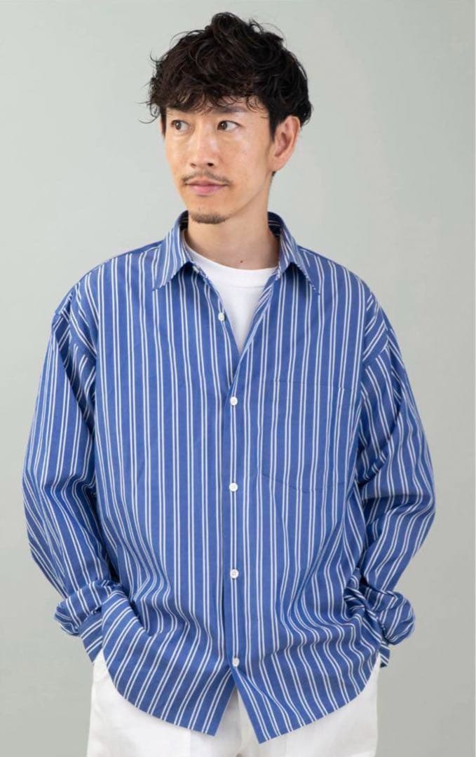 定価15800円 SO 大山シュン ストライプレギュラーカラーシャツ Mサイズ