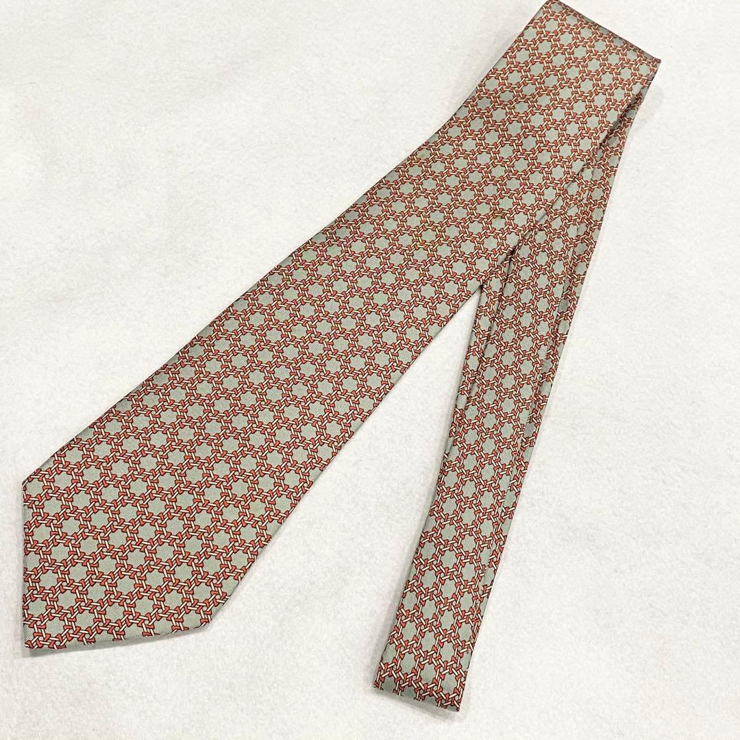 HERMES 幾何学模様 シルクネクタイ グレー - メルカリ