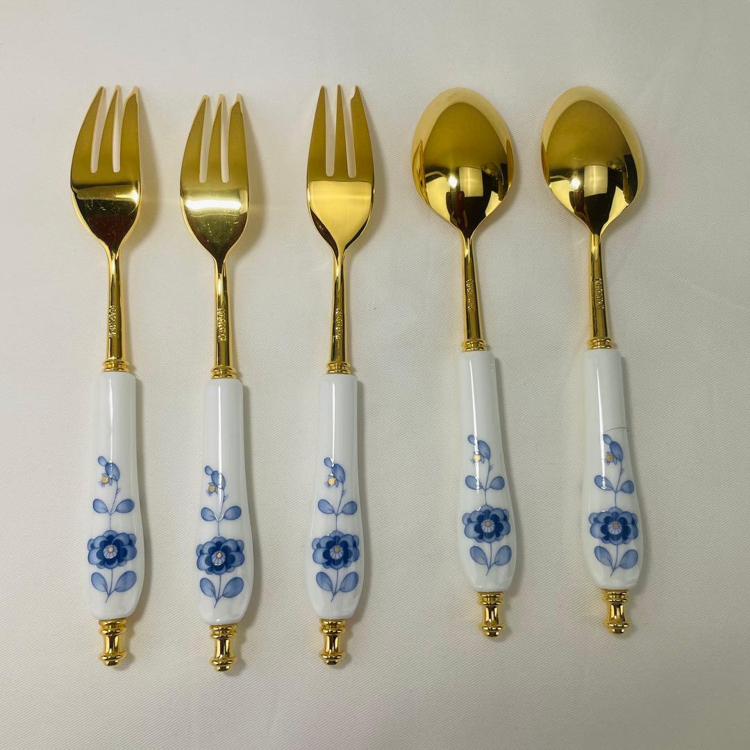 NARUMI ミラノ ボーンチャイナ ケーキフォーク3本、ティースプーン2本