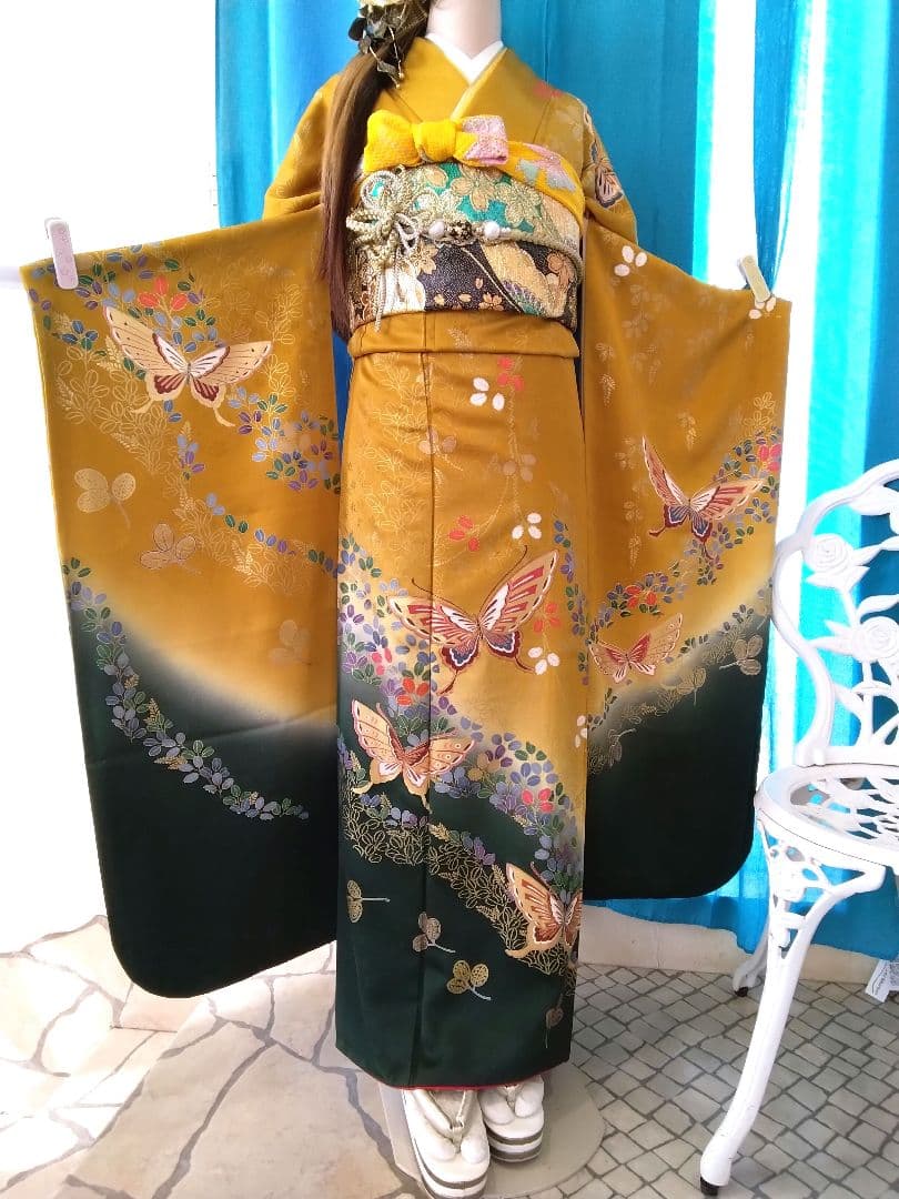 振袖フルセット、正絹振袖、成人式、重ね衿、帯揚げ帯締め、西陣袋帯