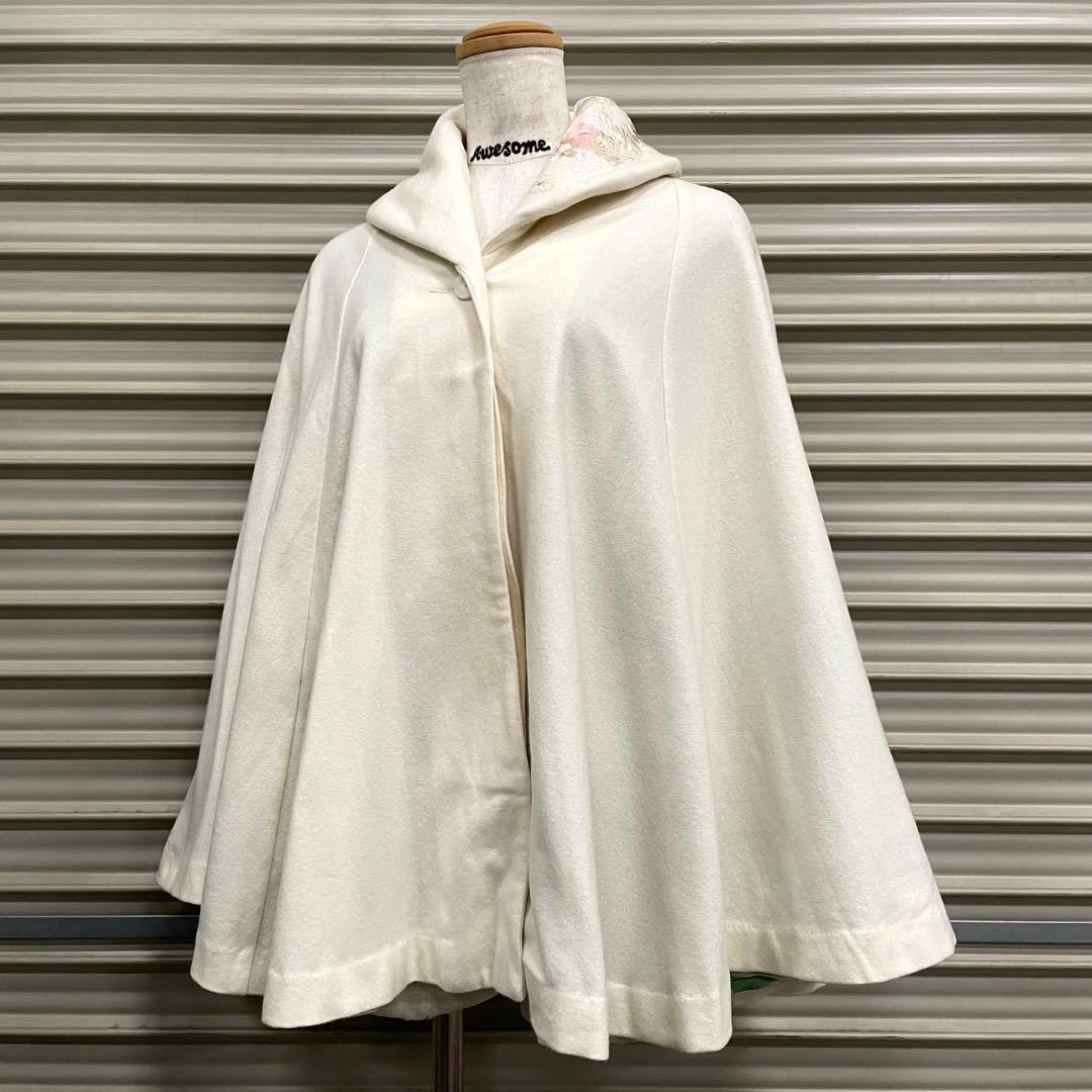 ふりふ ポンチョ ケープコート 羽織り 和装 刺繍 花柄 和柄 ゆったり