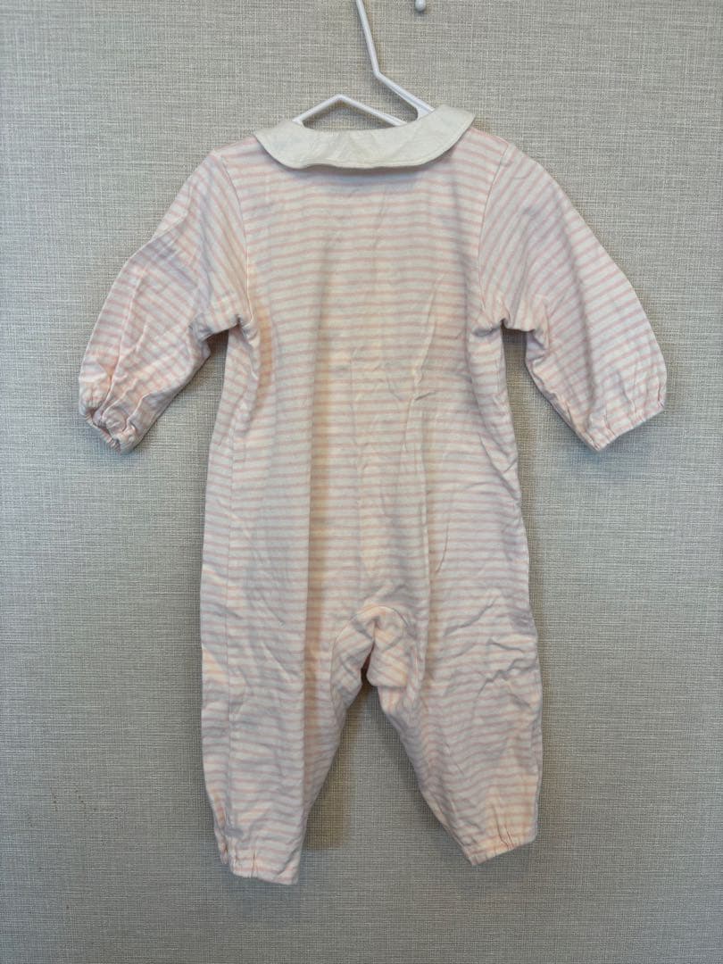 familiar 襟付きストライプロンパース 70 - メルカリ