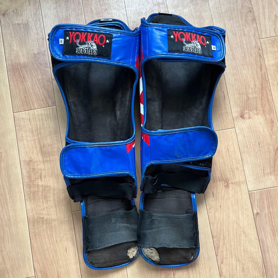 YOKKAO キックボクシング レガース シンガード ブルー×レッド - メルカリ