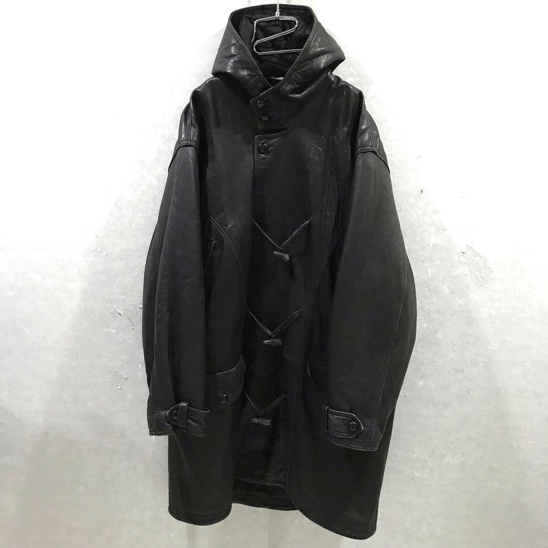 90s イタリア製 本革 ダッフル ロングレザーコート ブラック 44 90s イタリア製 本革 ダッフル ロングレザーコート ブラック 44 - メルカリ