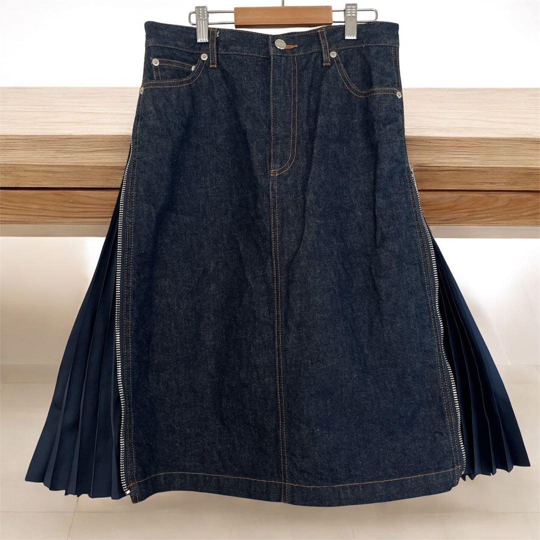 A.P.C. sacai デニムプリーツスカート 36 コラボ サイドジップ - メルカリ