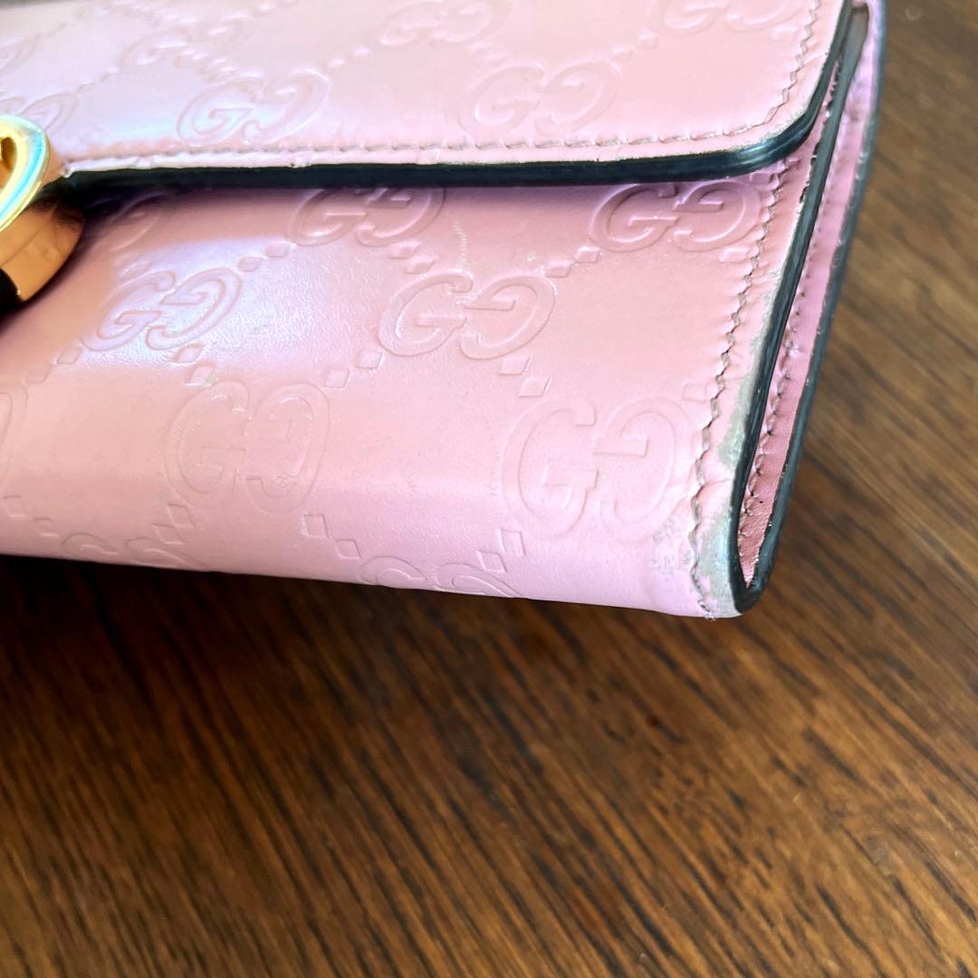 GUCCI 長財布 インターロッキング GGライン ピンク レディース - メルカリ
