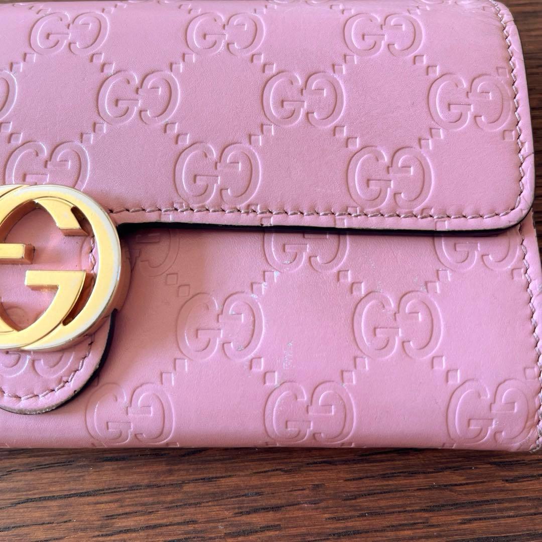 GUCCI 長財布 インターロッキング GGライン ピンク レディース - メルカリ