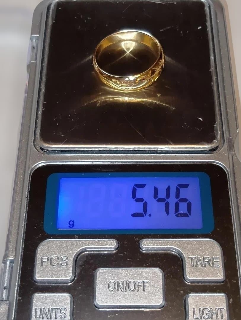 18金 K18 和柄 梅 デザインリング 男女 5.46g 17号