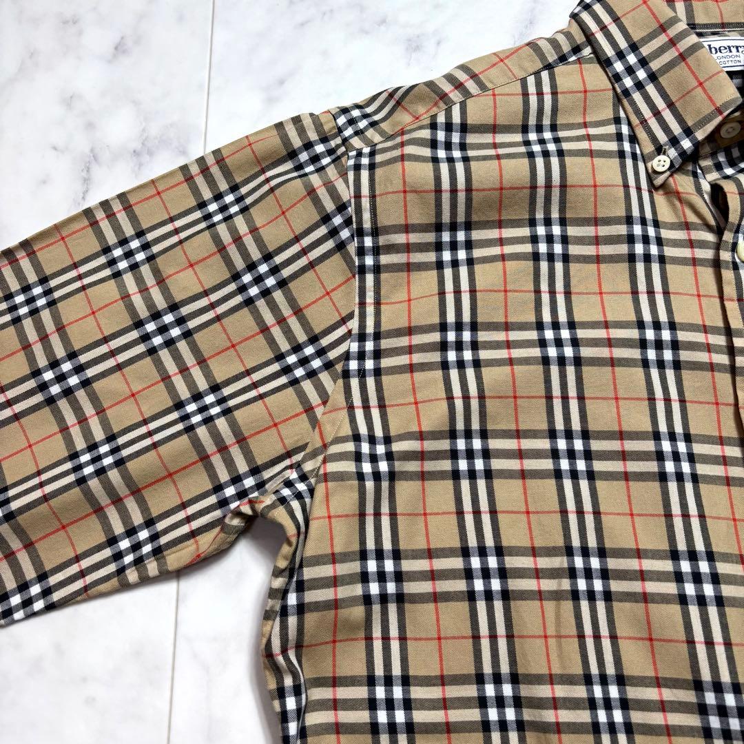 美品✨バーバリー 90's 長袖シャツ ノバチェック ホースロゴ 胸元刺繍