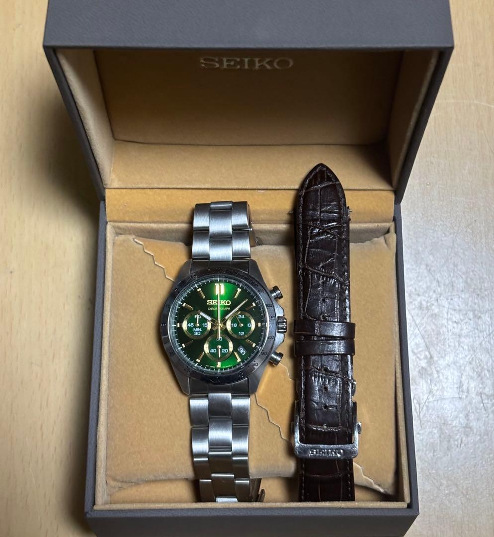 乃*耶様 セイコークロノグラフ グリーン　純正革ベルト　予備　セイコーSSベルト セイコークロノグラフ グリーン 純正革ベルト 予備 セイコーSSベルト
