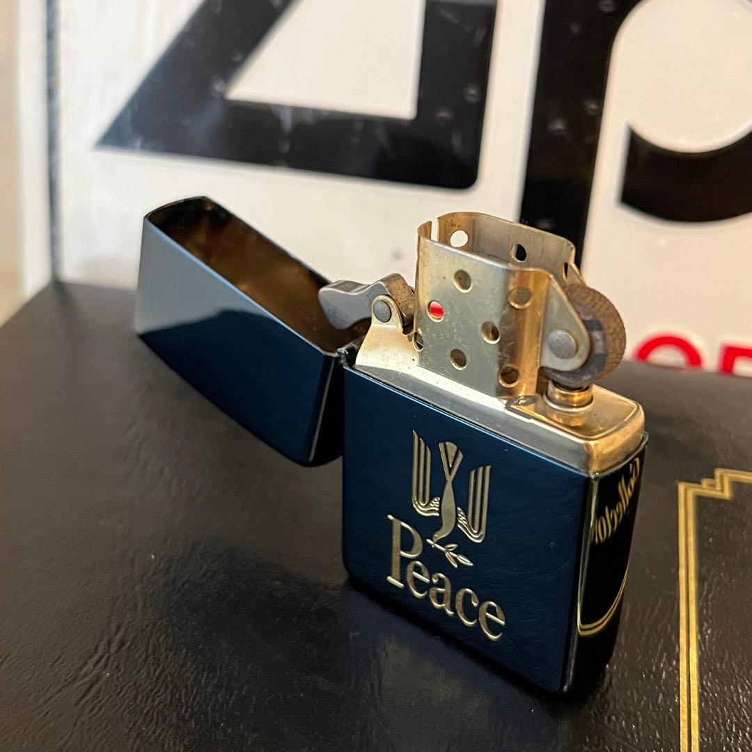 未使用zippo Peace ピース ブルーチタン初期物93年製限定懸賞非売品