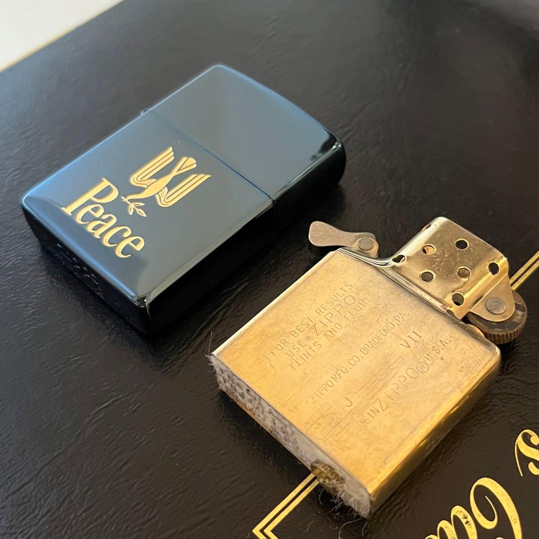 未使用zippo Peace ピース ブルーチタン初期物93年製限定懸賞非売品