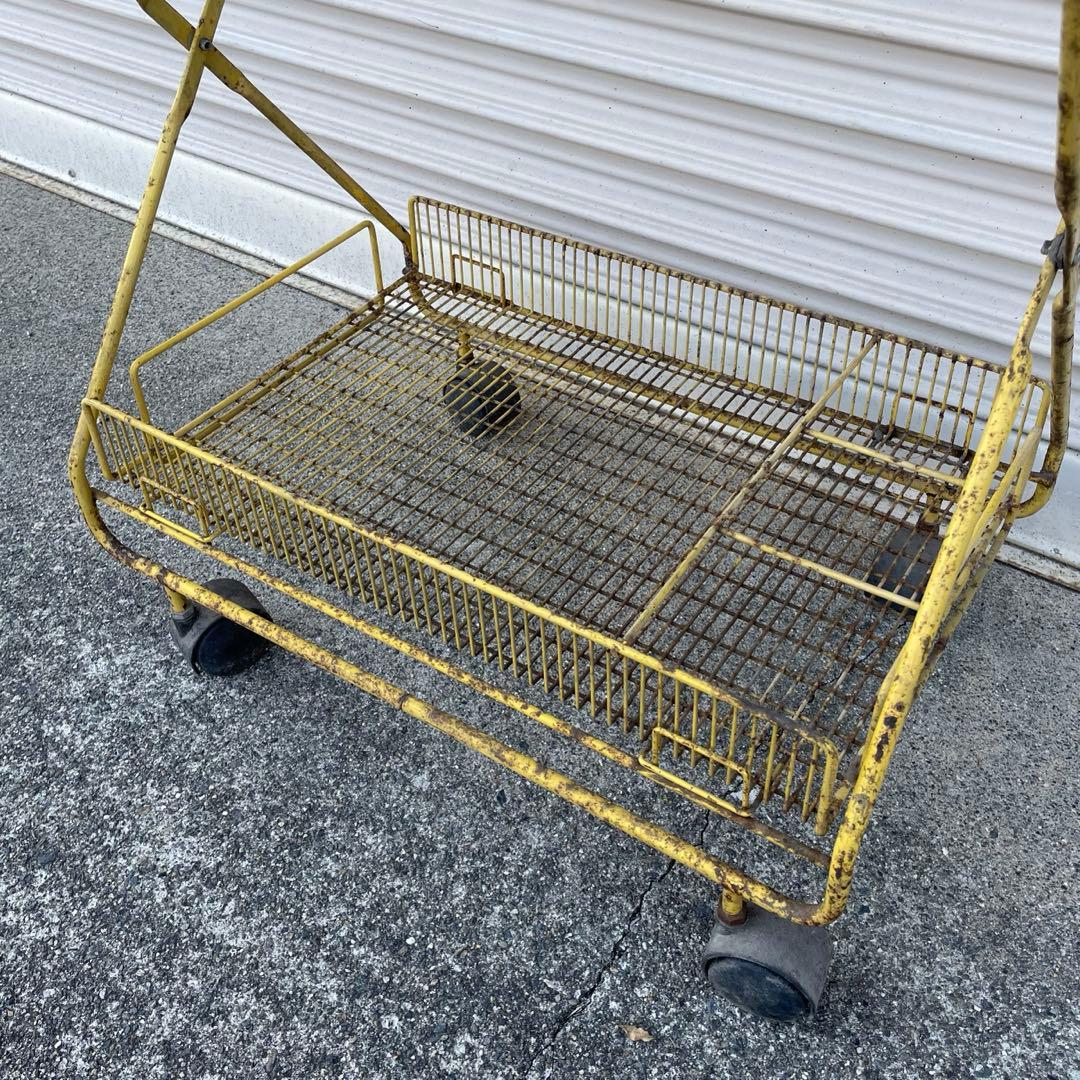 最終価格 昭和レトロ ワイヤーラック キャスター付 ガーデニング