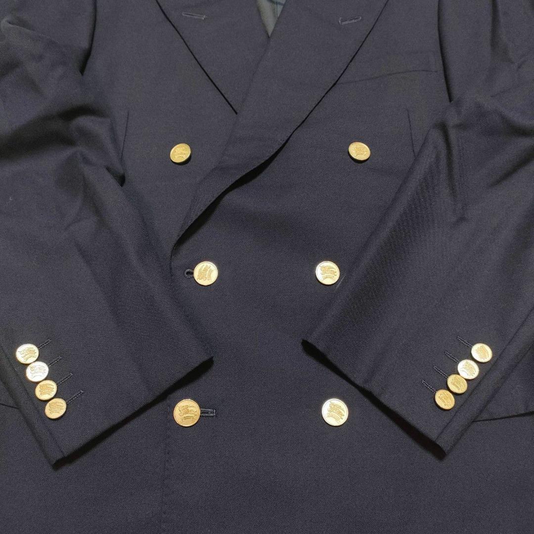 美品】バーバリーズ 紺ブレ 175AB6 ダブル 金ボタン ホースロゴ 刻印