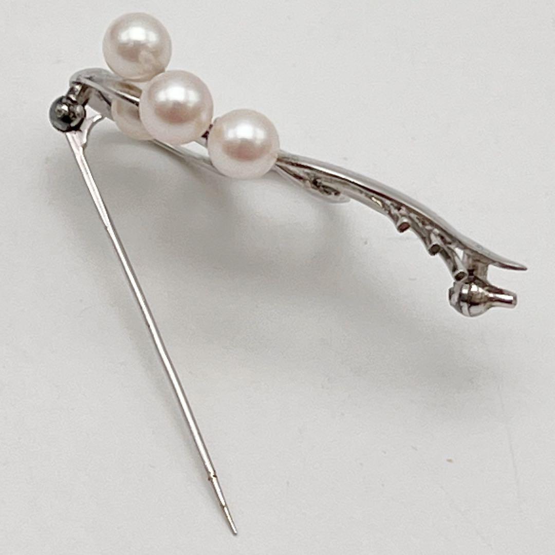 MIKIMOTO ミキモト ブローチ 本真珠 ホワイトパール シルバー 4珠