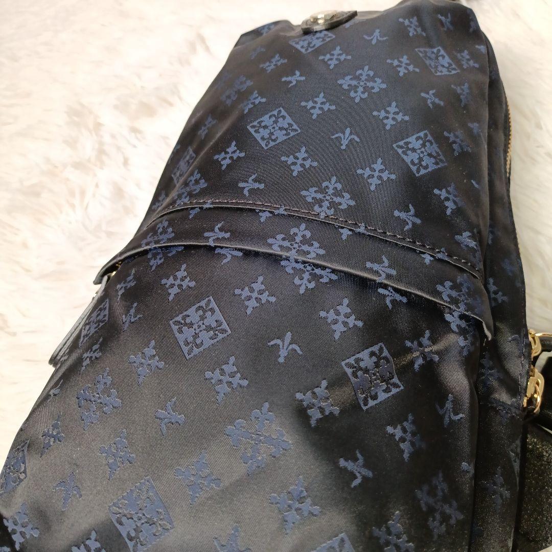 極美品・新同□russet モノグラム ボディバッグ ブラック×ブルー