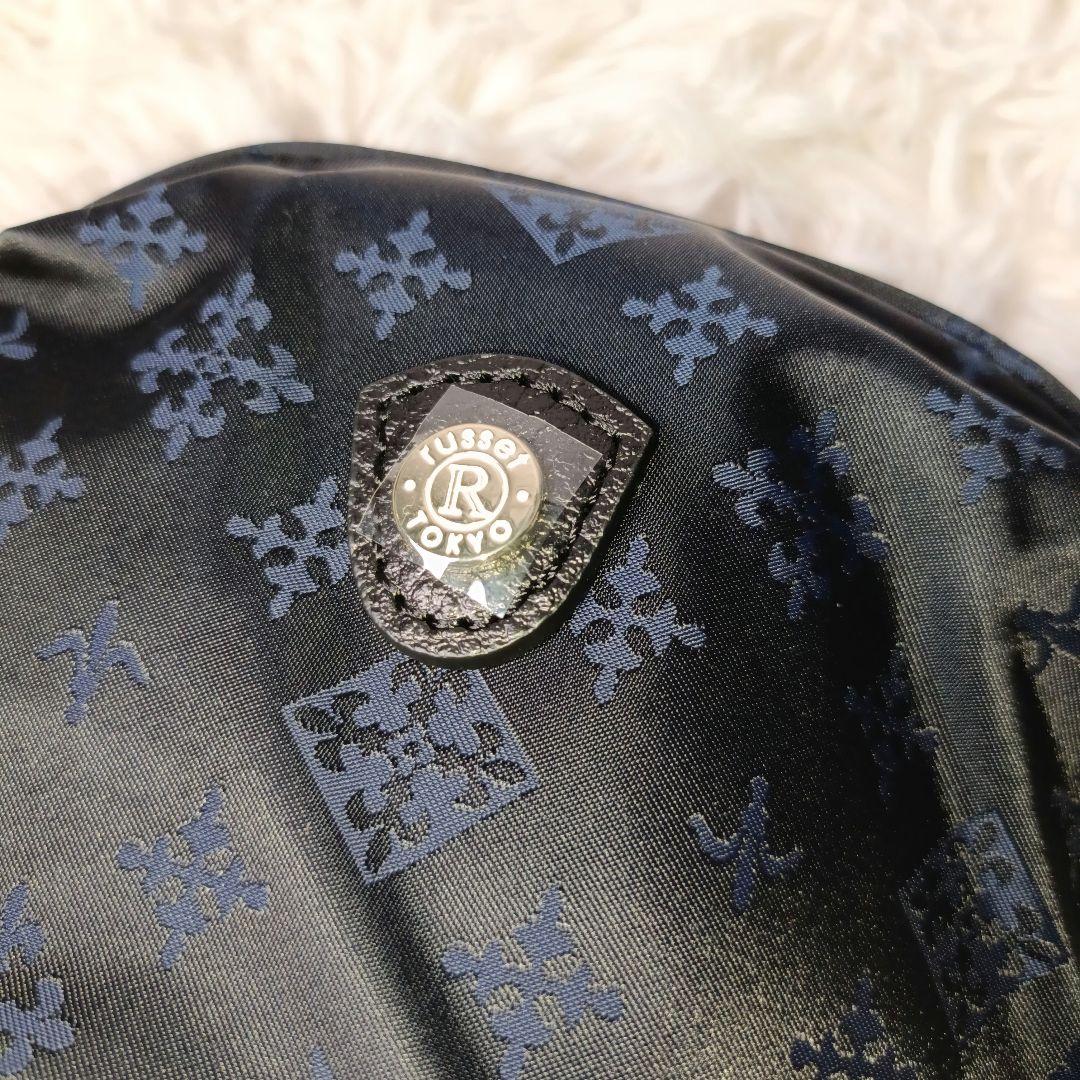 極美品・新同□russet モノグラム ボディバッグ ブラック×ブルー