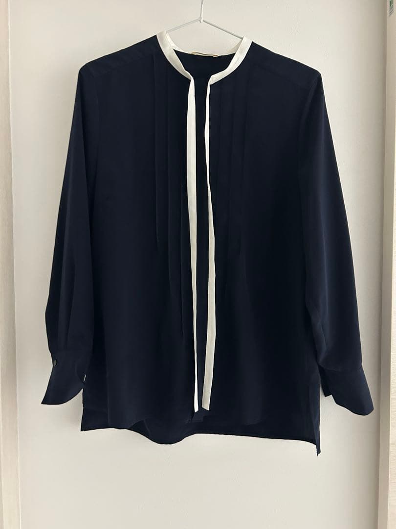 美品 ボールジィ クリアデシン ボウタイブラウス シャツ ネイビー 人気