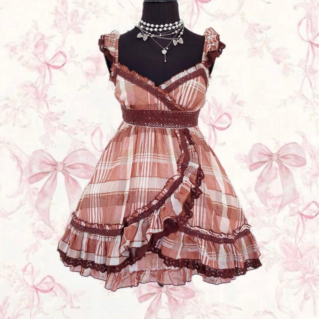 y2k LIZ LISA チェック キャミワンピ フリル ラテギャル 姫ギャル