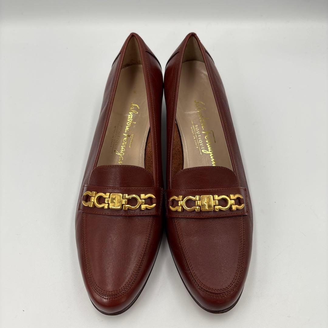 サルヴァトーレフェラガモ ガンチーニ パンプス 7C 24.5cm ブラウン