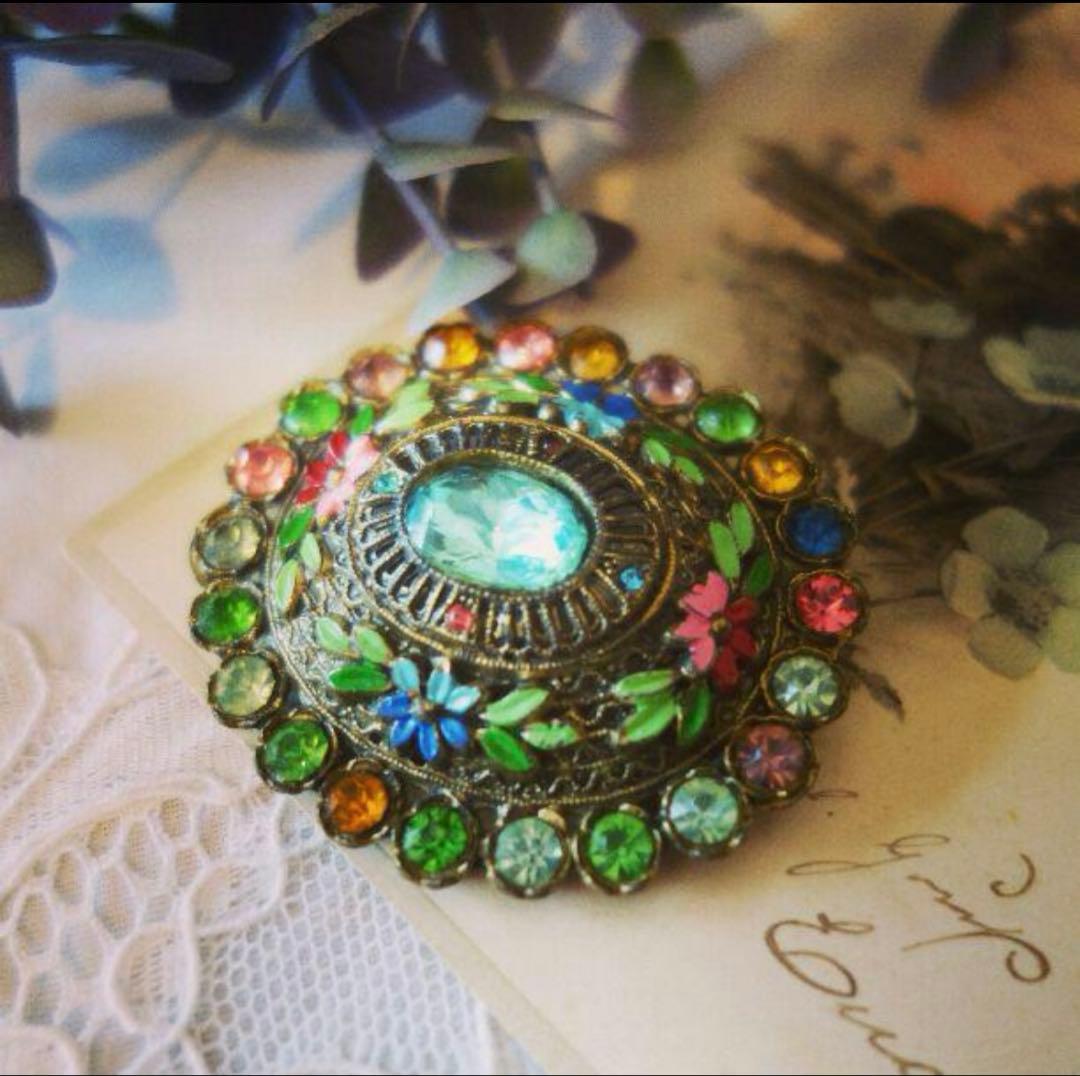 1930's レア　リトルニモ　アールデコのロマンティックなエナメルブローチ 1930's レア リトルニモ アールデコのロマンティックなエナメル