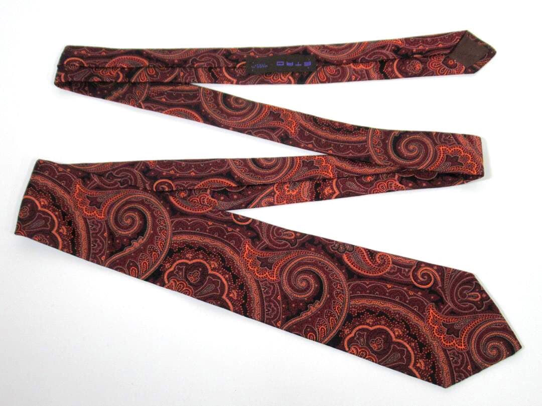 ETRO エトロ シルク ネクタイ ペイズリー柄 イタリア製 赤 ボルドー系