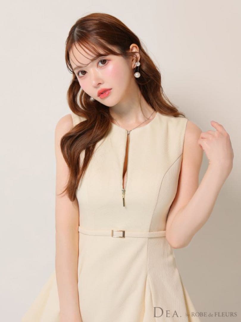 DEA./ディア】ノースリーブ/ ベルトデザイン/ チュール/ フレアドレス