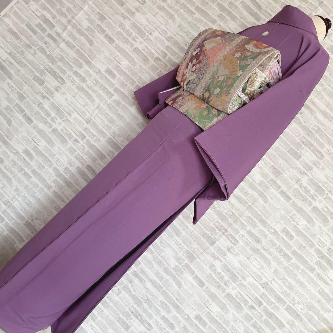 色無地 フルセット 紫 丸に剣片喰 シンプル 礼装 カジュアル 着物 I2