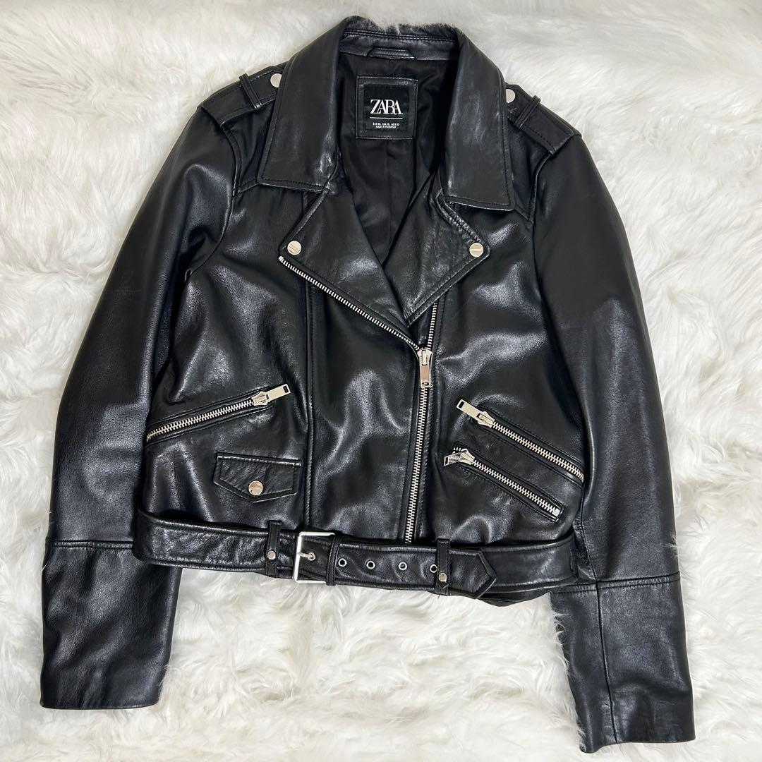ZARA 羊革ライダースジャケットXLベルト付　値下可 ZARA ベルト付きフェイクレザージャケット S｜Yahoo!フリマ（旧PayPay