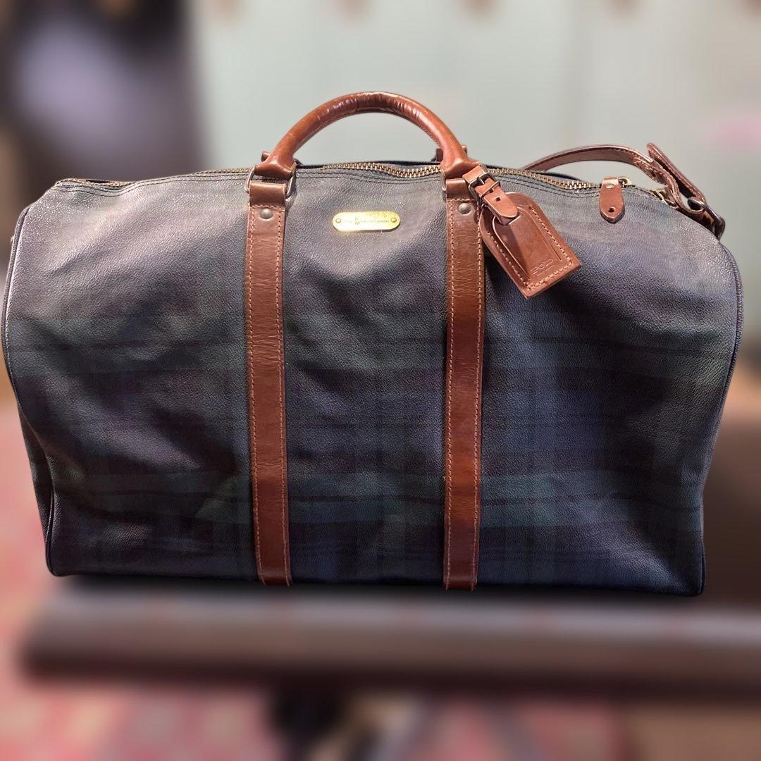 ラルフローレンダークグリーンチェック ボストンバッグ - メルカリ