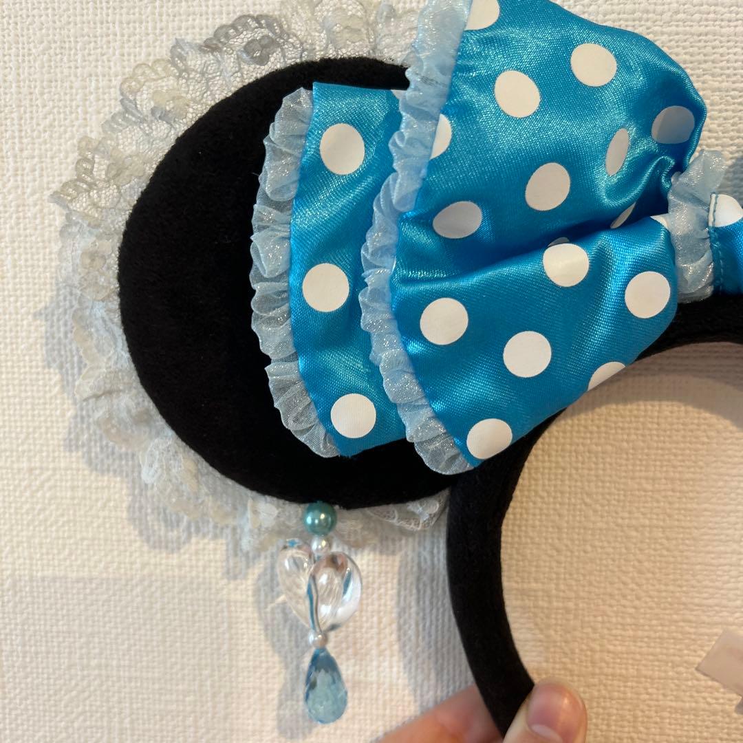 ディズニー カチューシャ リボンピアスレース イヤリング ブルー 水色