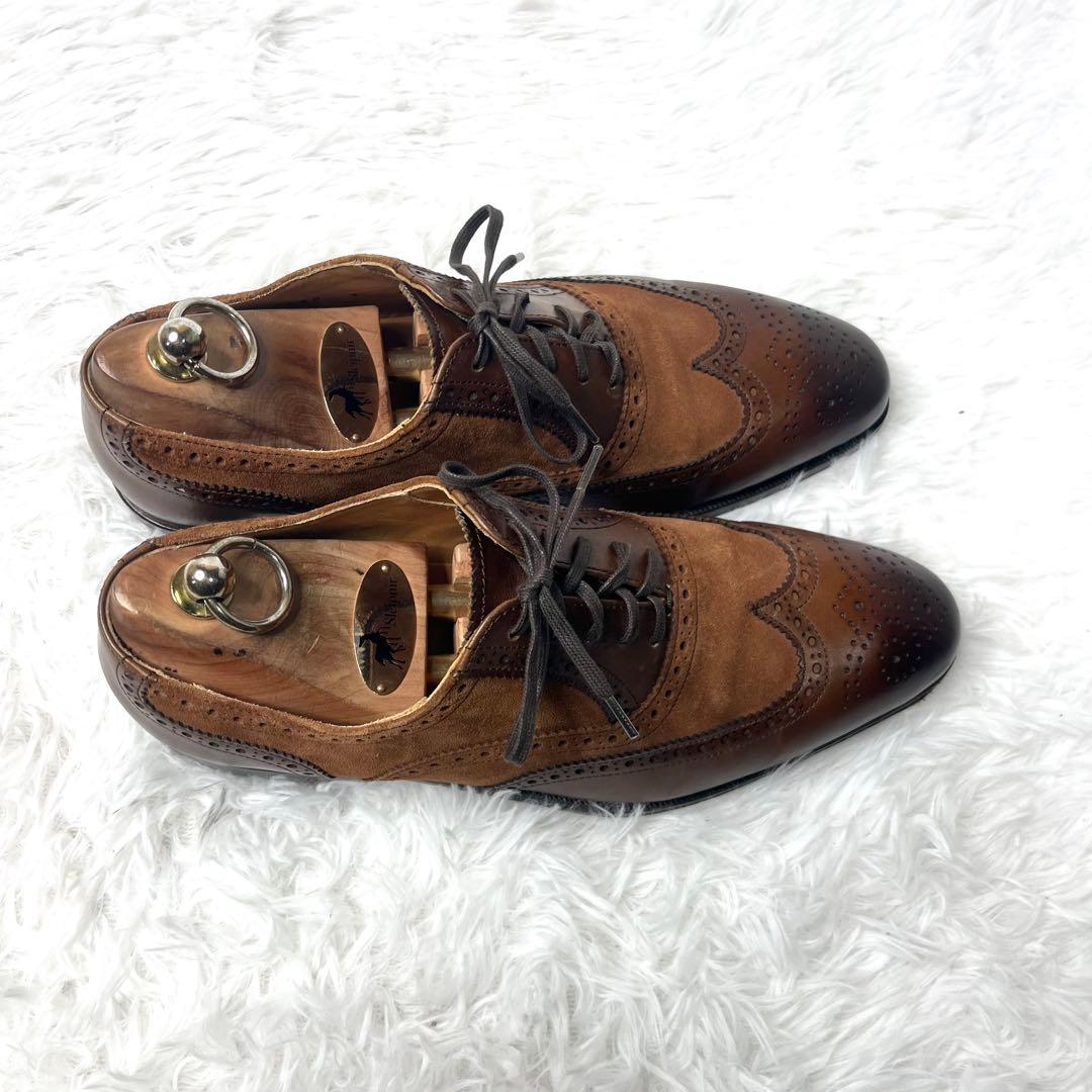 【美品】 バーウィック ウイングチップ バイカラー 切り替え 26.0cm 本革