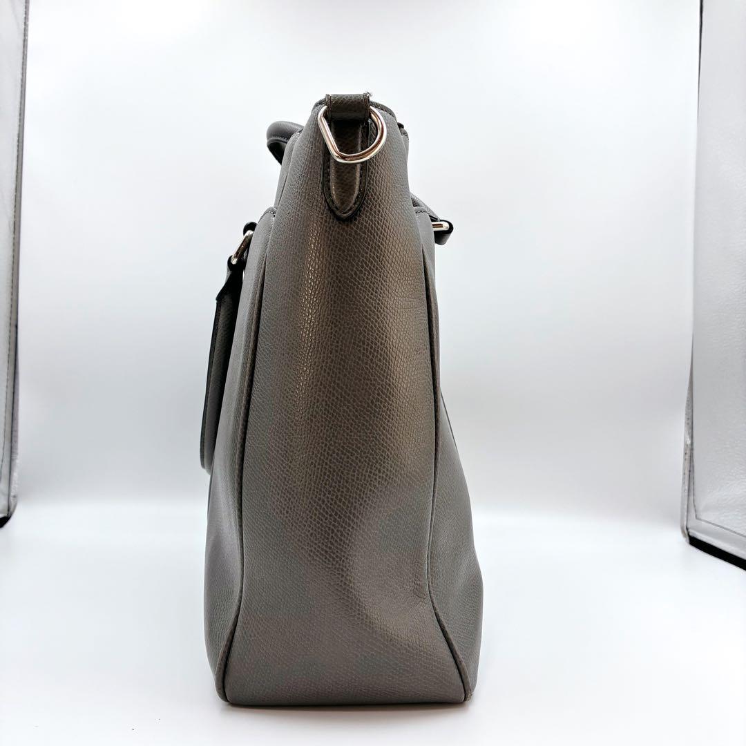 COACH コーチ 2WAY レザー ビジネスバッグ ショルダー グレー - メルカリ