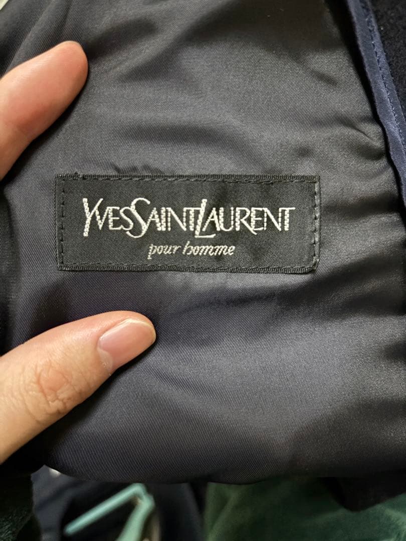 イブサンローラン チェスターコート ネイビー カシミヤ50% 定価20万程度