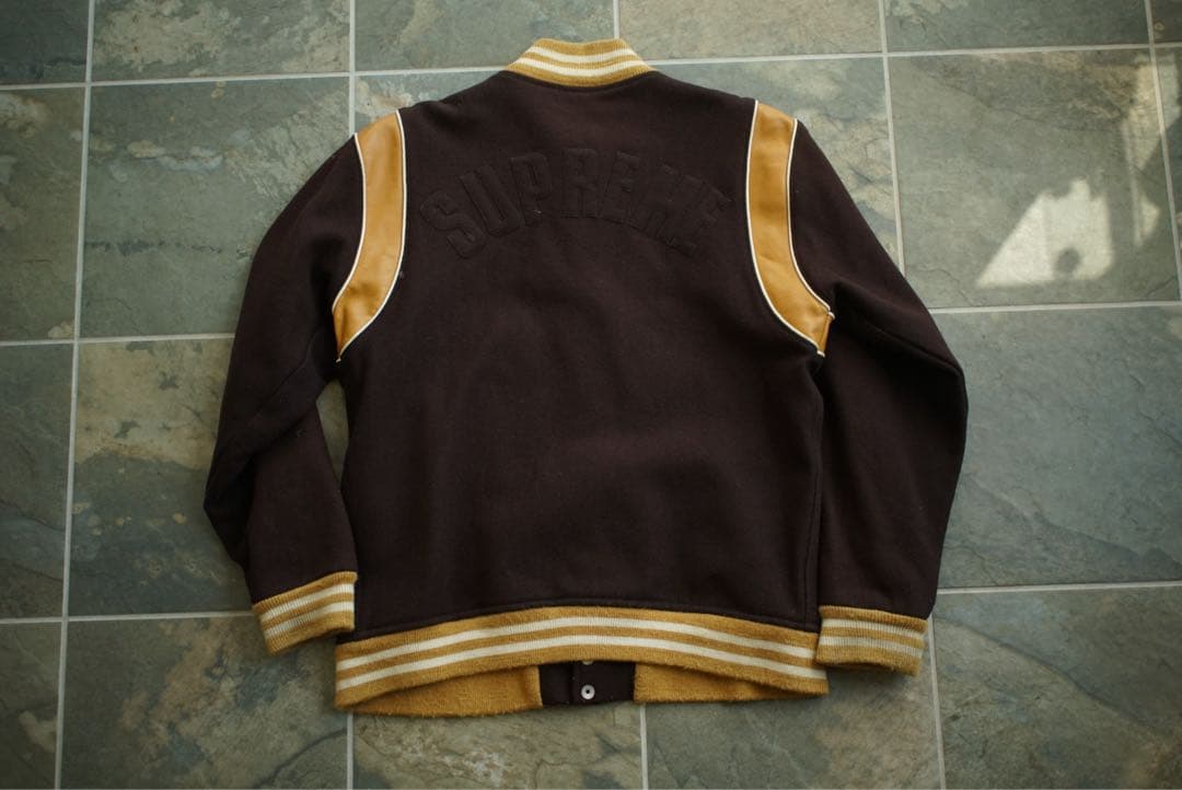 02aw 常田着 初期 Supreme レザー 切り替え スタジャン - メルカリ