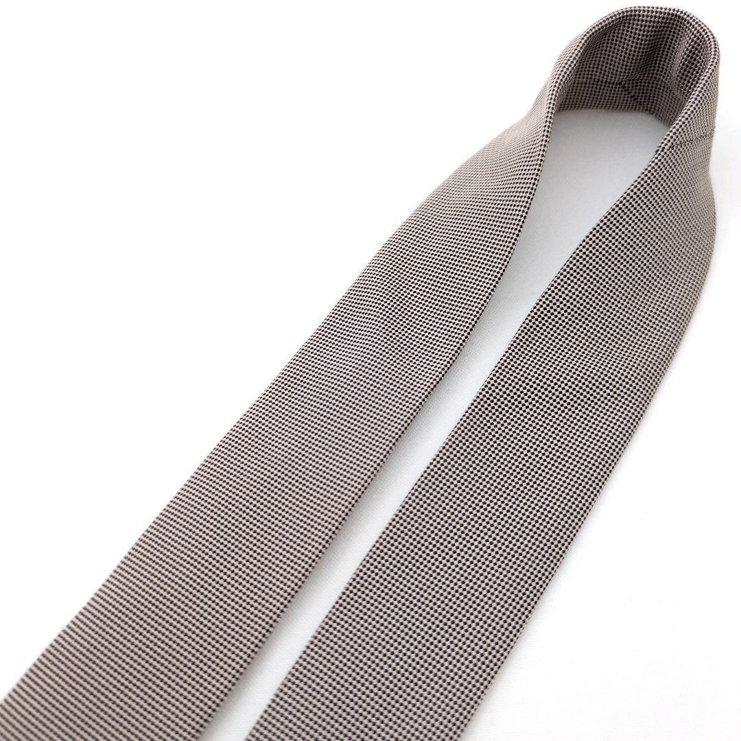 美品】プラダ ナロータイ シルバー ブラック 無地 ソリッド 光沢