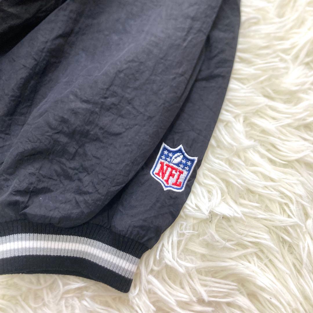 NFL RAIDERS レイダース ナイロンプルオーバー ワッペン 刺繍 黒 M