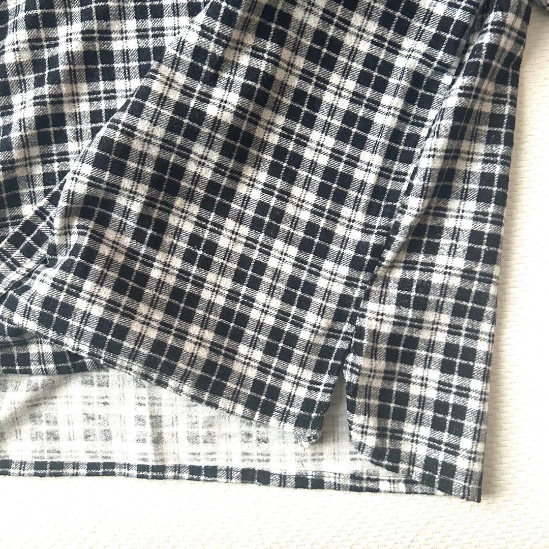 好配色 80s 90s ビンテージ プリント ネルシャツ ブラック ホワイト