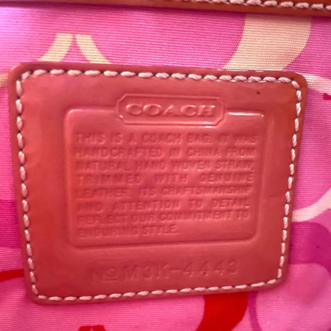 美品✨コーチ フラワーモチーフ ストローバッグ かごバッグ 花